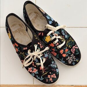 Keds Black Floral Embroidered Sneakers